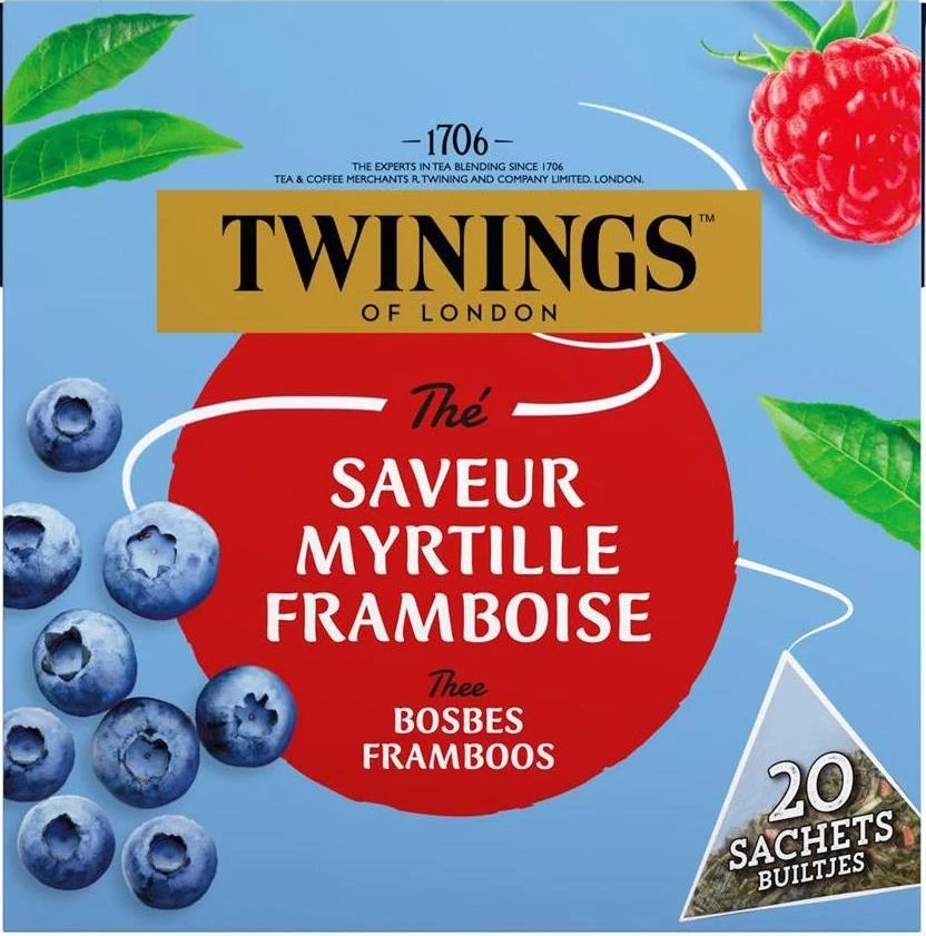 Thee met bosbessenframbozensmaak x20 30g - TWININGS