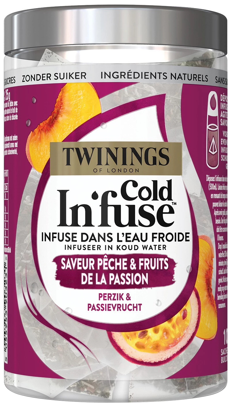 Infusion Froide Saveur Pêche et Fruits de la Passion, 10 sachets, 250g - TWINNINGS