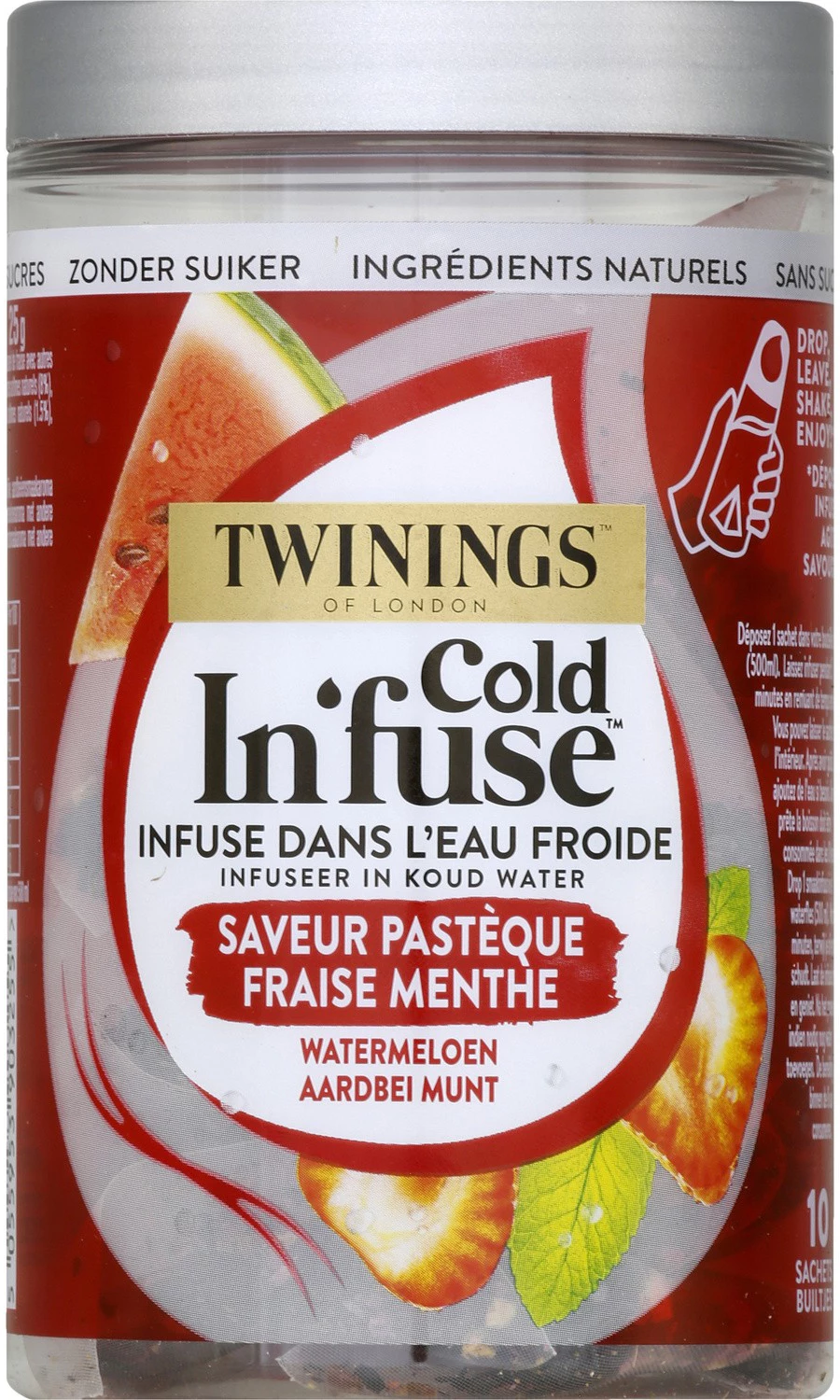 Koude infusie Watermeloen, aardbei, muntsmaak, 10 zakjes, 250 g - TWINNINGS