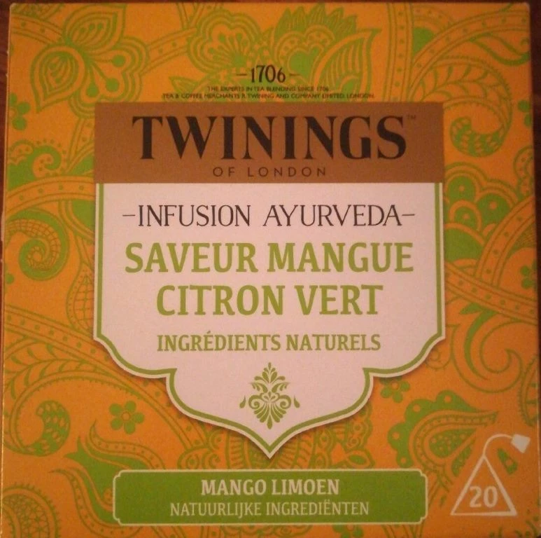 Infusão Ayurveda Manga, Sabor Limão x20, 36g - TWINNINGS