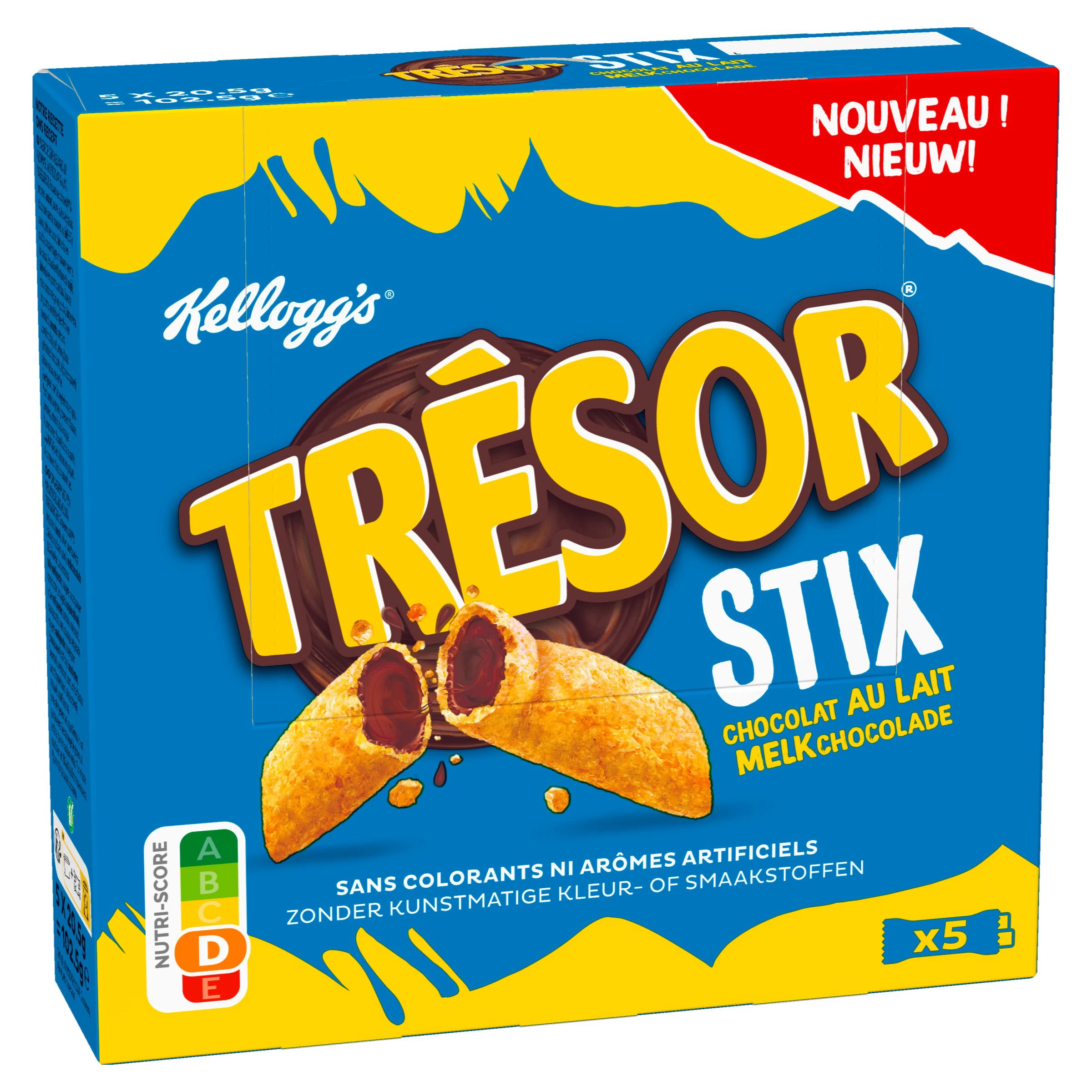 Céréales au Chocolat au Lait Tresor Sticks, x5, 103g - KELLOGG'S