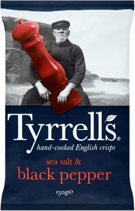 Sea Salt and Black Pepper Crisps, 150g - TYRRELL'S