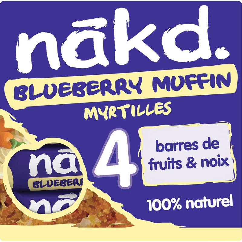 Muffin Raw Bars Raw Fruit Bars and Nuts 4 x 35g - NAKD