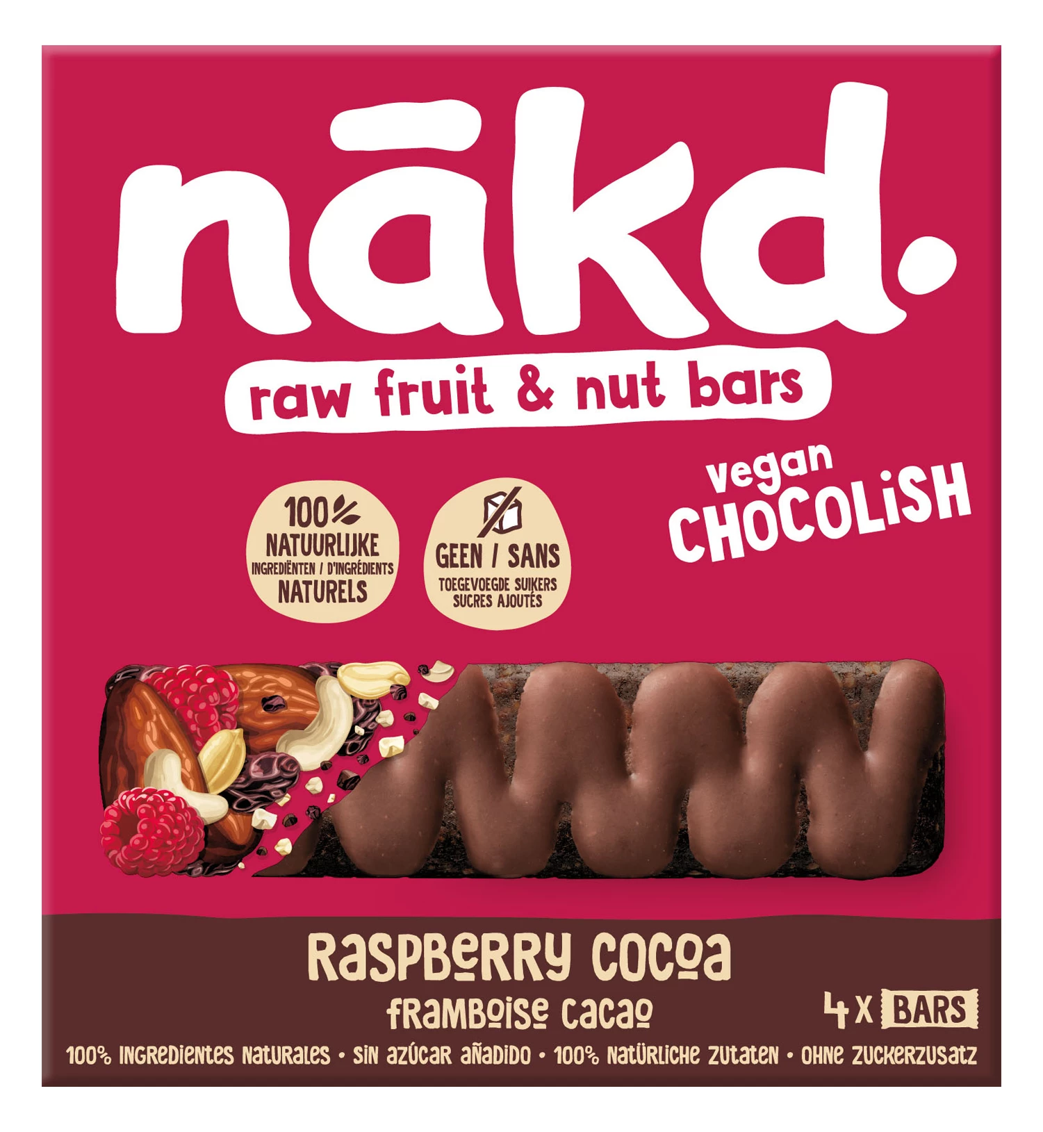 Зерновые батончики с какао и малиной х4 120г - NAKD