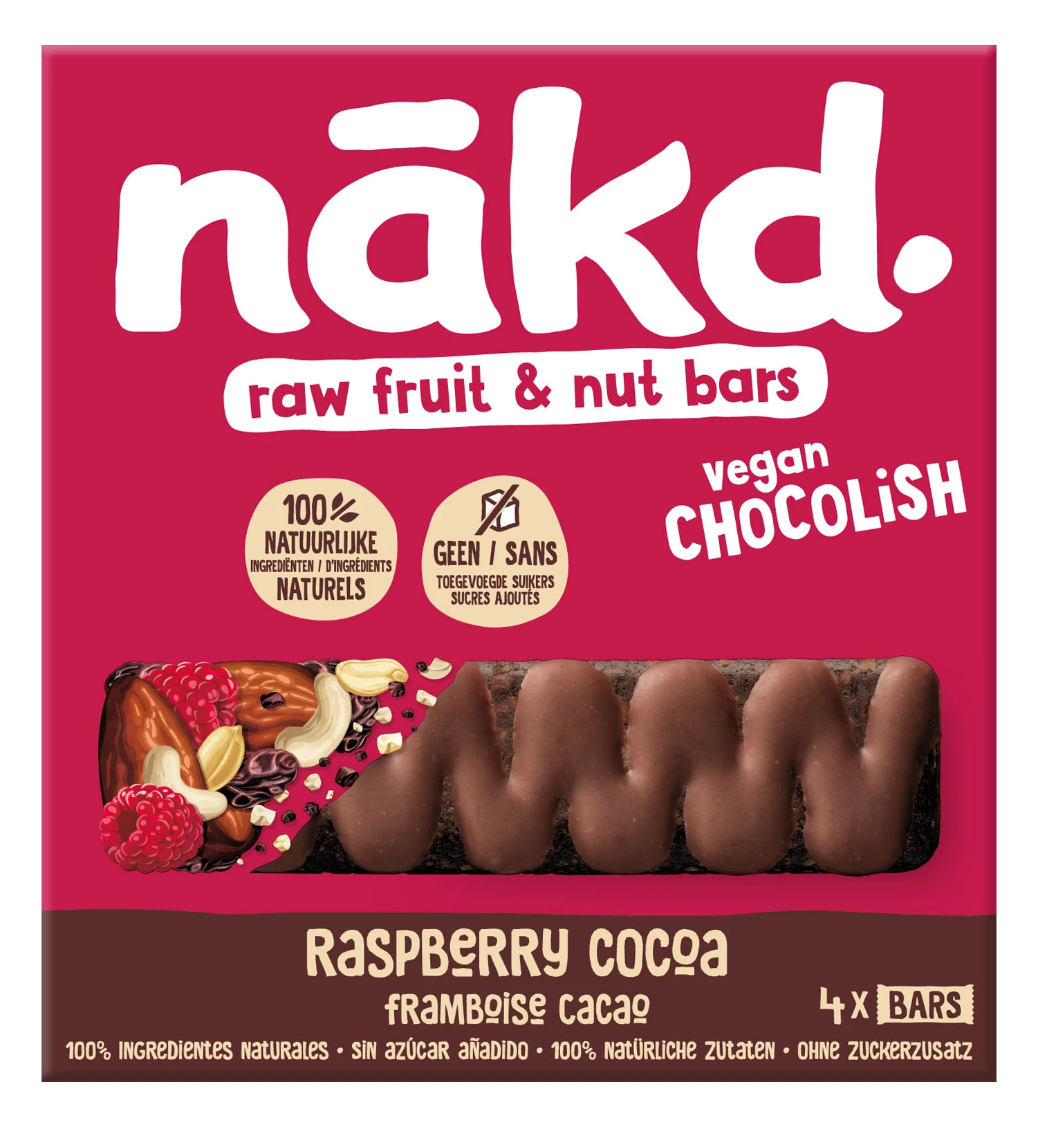 Barritas de Cereales con Cacao y Frambuesas X4 120g - NAKD