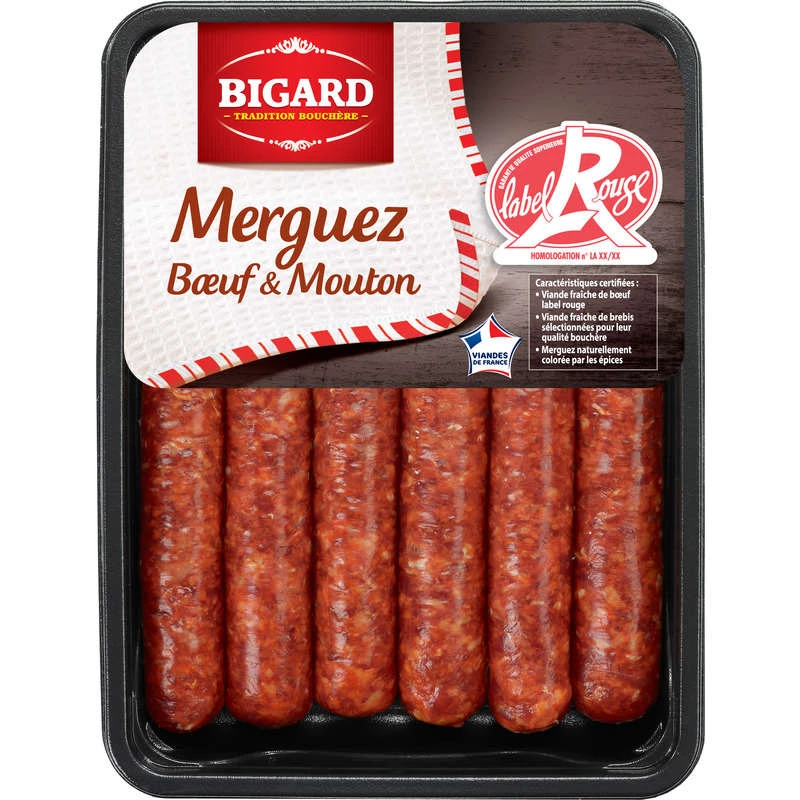 Merguez Label Rouge, x6 330g - BIGARD