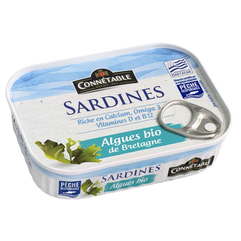 Sardines à l'huile d'olive vierge extra & aux algues de bretagne 135g - CONNETABLE