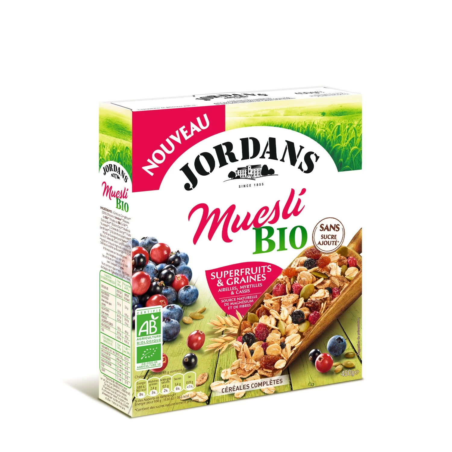 Superfrutas e sementes de muesli orgânico 450g - JORDANS