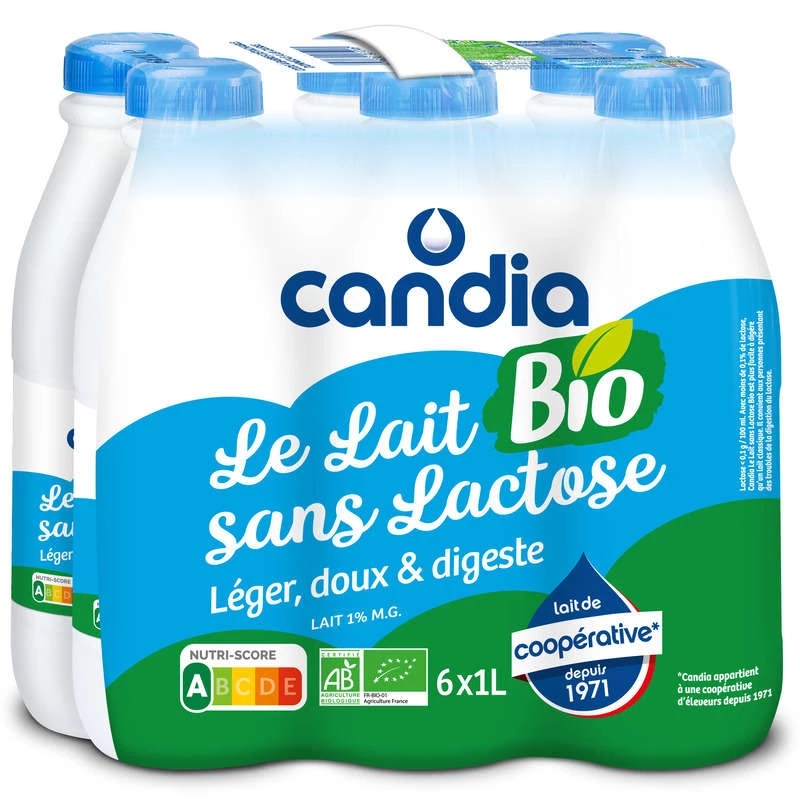 ऑर्गेनिक लैक्टोज़ मुक्त दूध 6x1l - कैंडिया