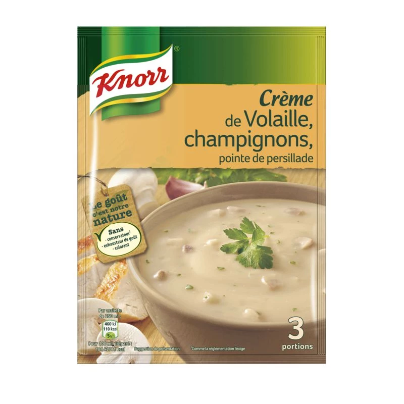 Soupe déshydratée Crème de Volaille et Champignons, 75g  - KNORR