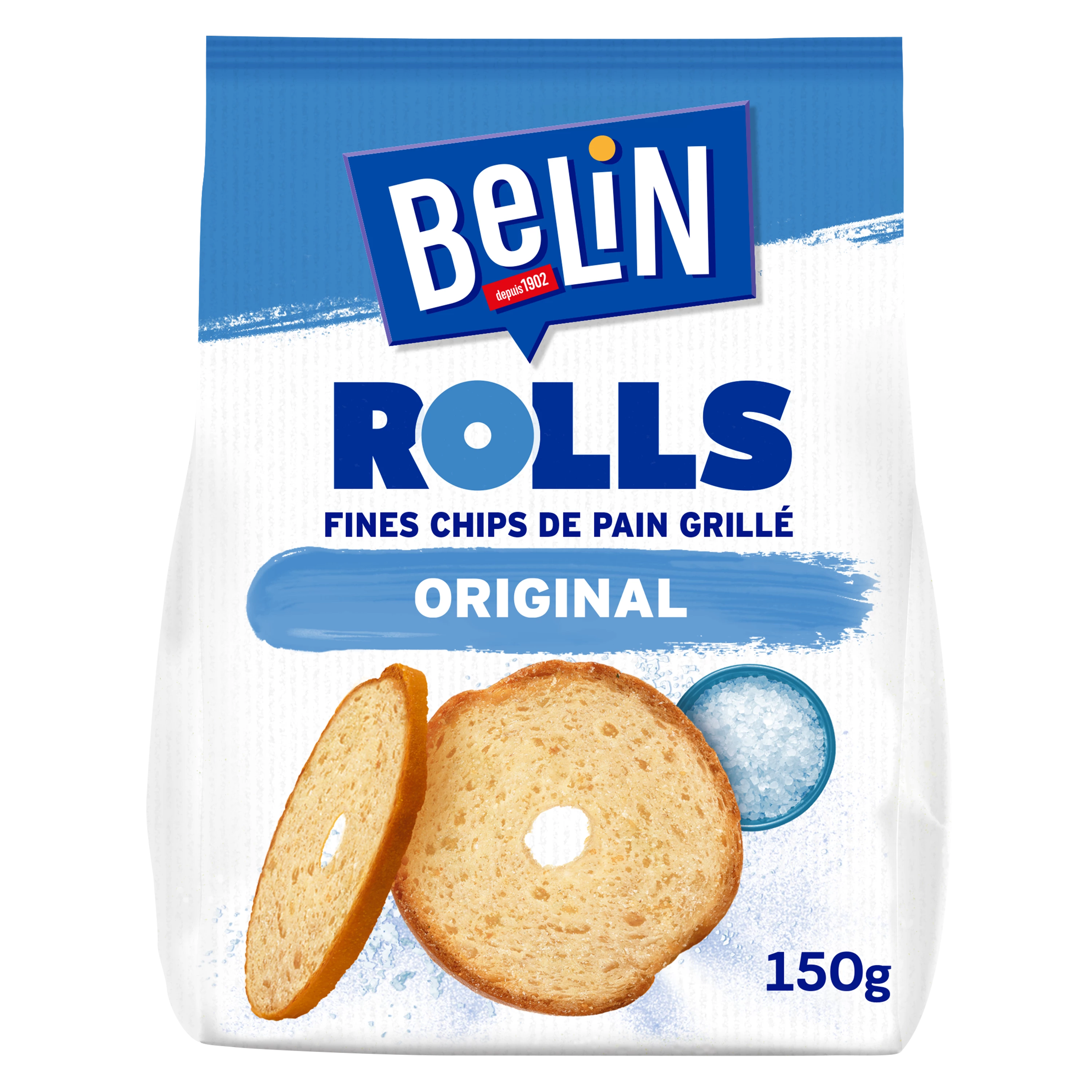 Fijne Aperitiefkoekjes Origineel Geroosterd Brood Chips Rollen, 150g - BELIN