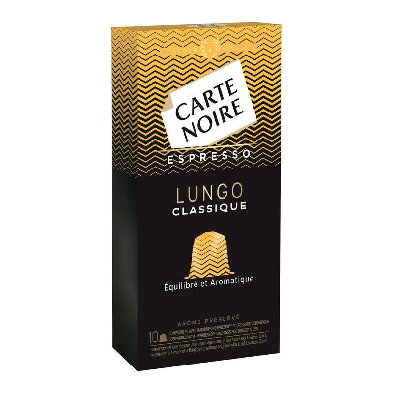 كلاسيك لونجو قهوة اسبريسو x10 كبسولات 56 جرام - البطاقة السوداء