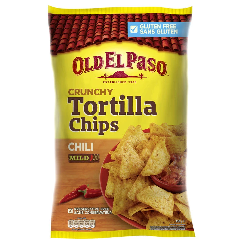 Crunchy tortilla chips chili 185g - OLD EL PASO