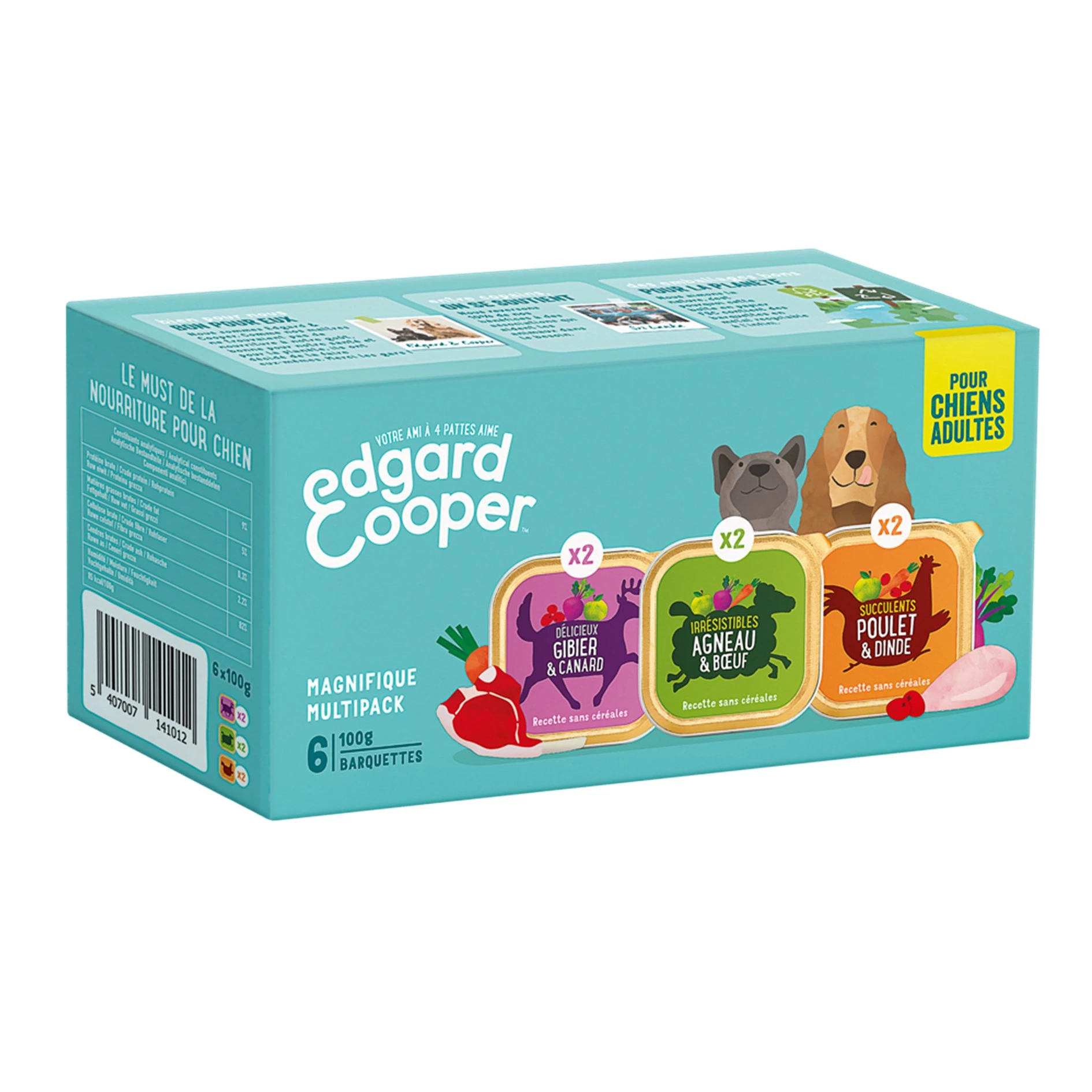 Pâté For Adult Dogs With Game, Duck, Lamb, Beef & Poultry Grain Free 6x100g - Edgard Cooper
