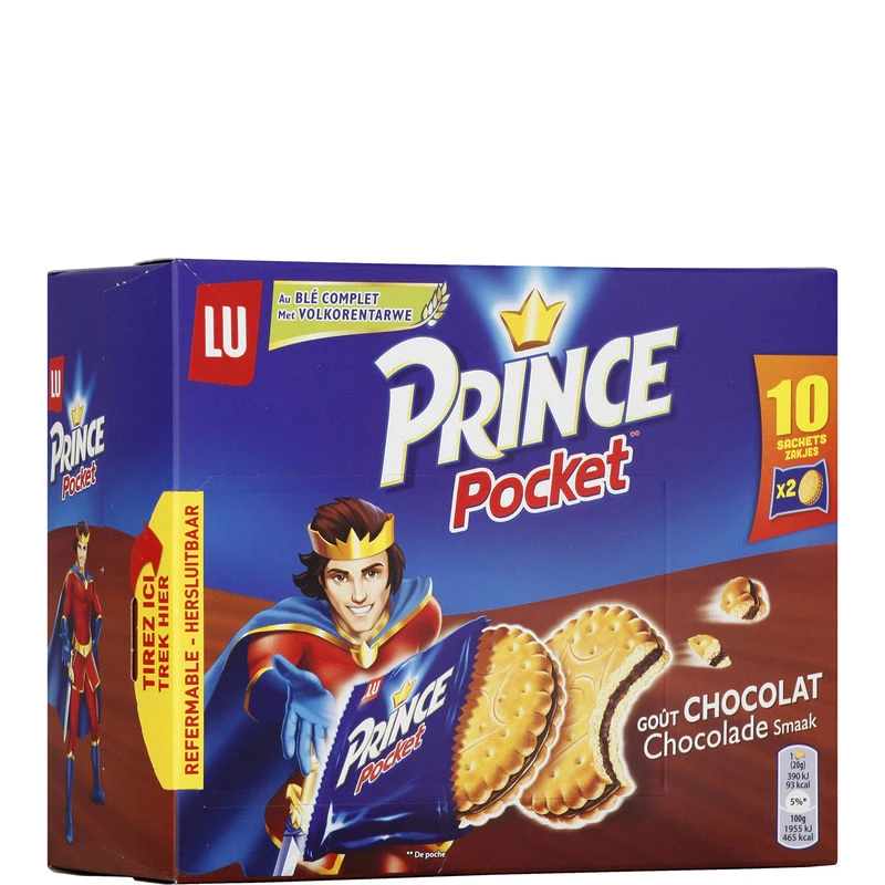 Biscoitos de bolso sabor chocolate x10 400g - PRINCE