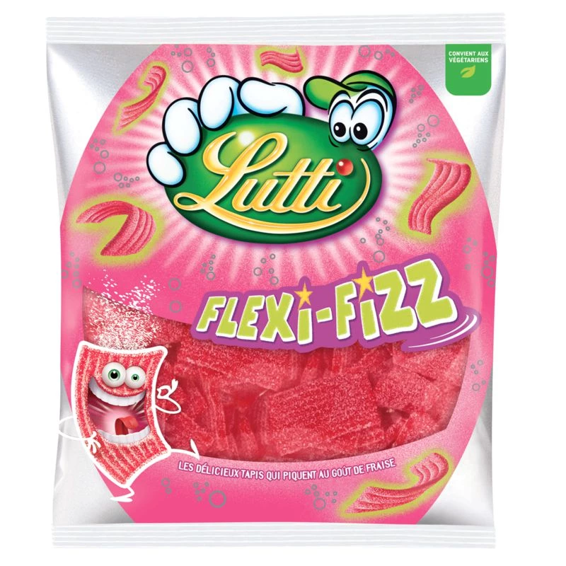 Pipi za Strawberry za Flexi-Fizz; 225g - LUTTI
