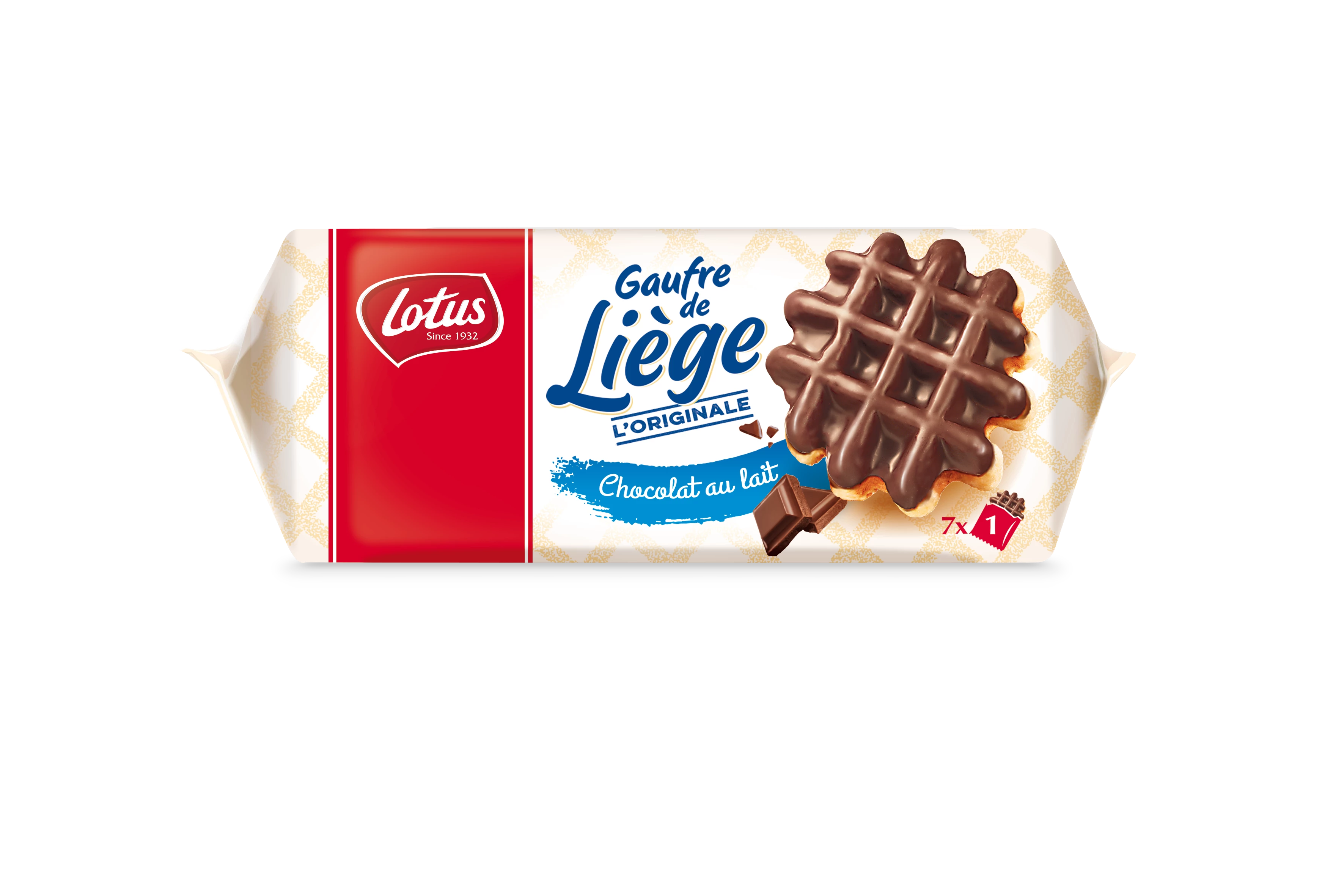Waffle Liège com Chocolate ao Leite, x7, 360g - LOTUS