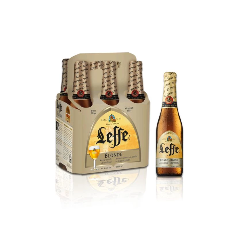 Пакет светлого пива из 6 бутылок по 33 кл -LEFFE