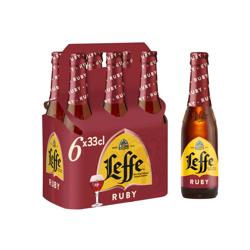 Cerveza Rubí Frutos Rojos, 5°, 6x33cl - LEFFE