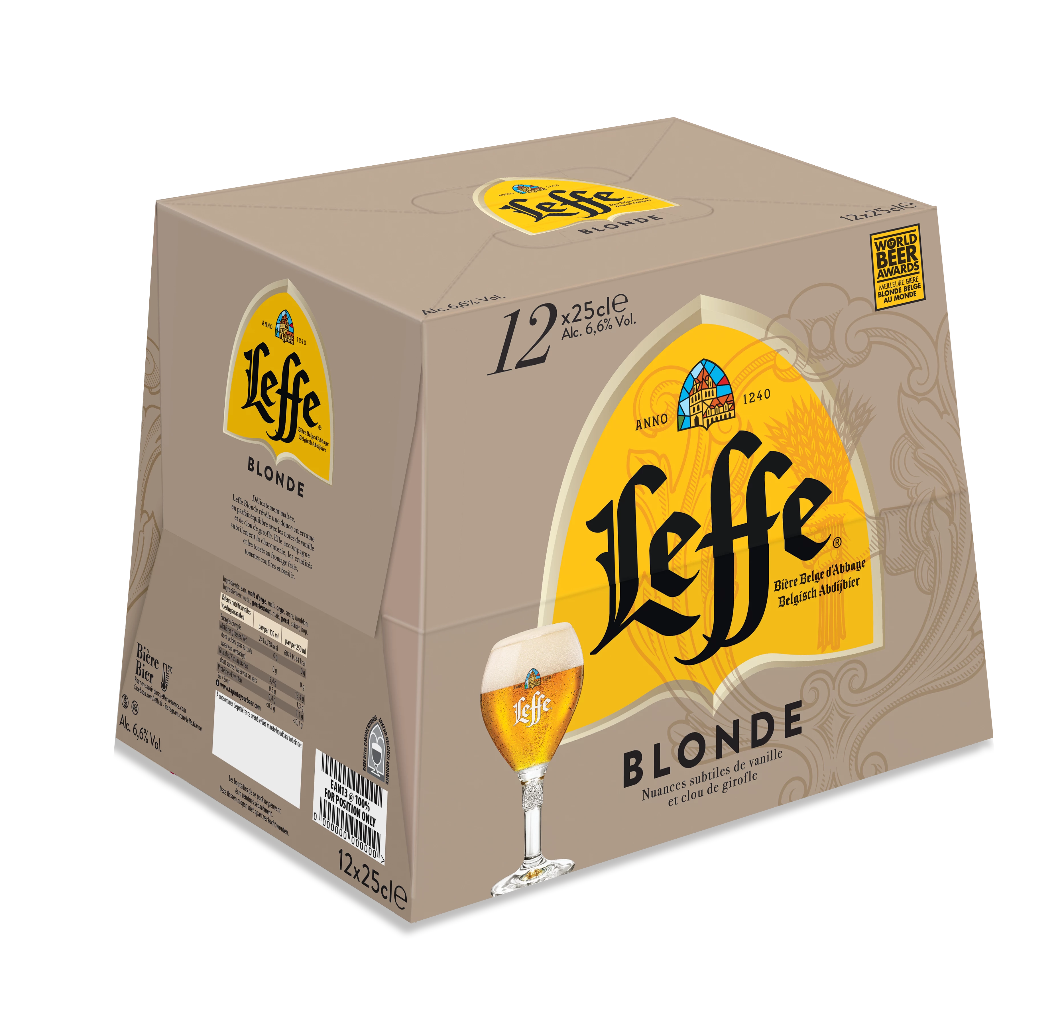 Blonde beer, 12x25cl - LEFFE