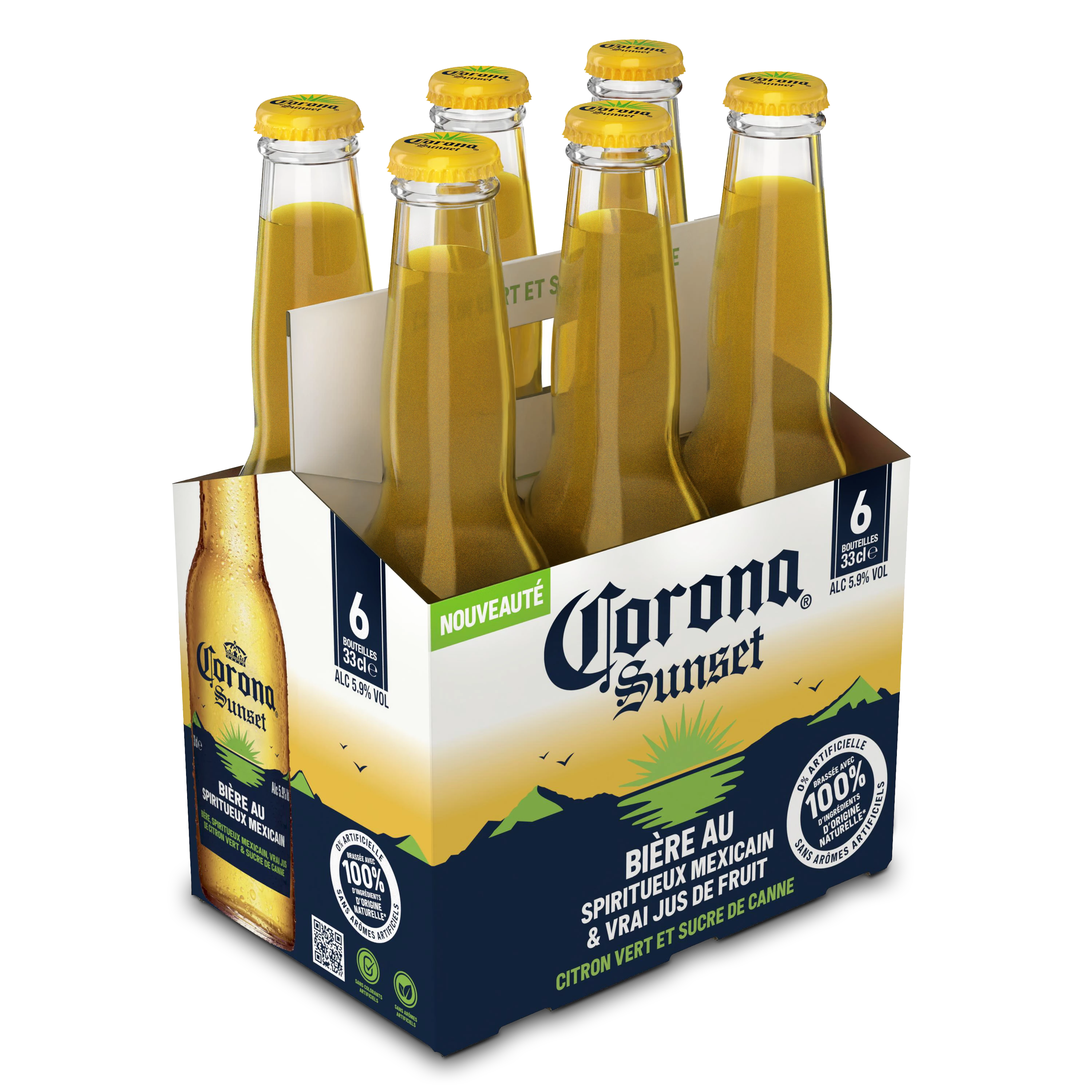 Sunset Lime und Rohrzuckerbier, 5,9°, 6x33cl - CORONA