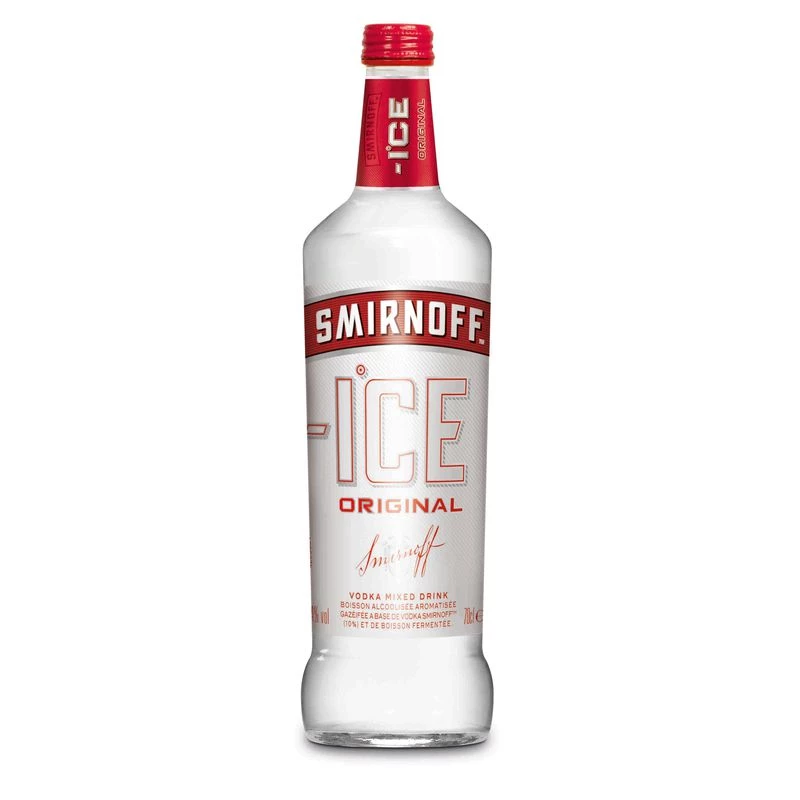 Boisson alcoolisée à base de vodka ice original Smirnoff, 4°, bouteille de 70cl