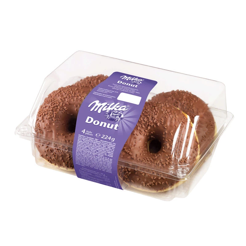 Donuts chocolade x4 224g - MILKA