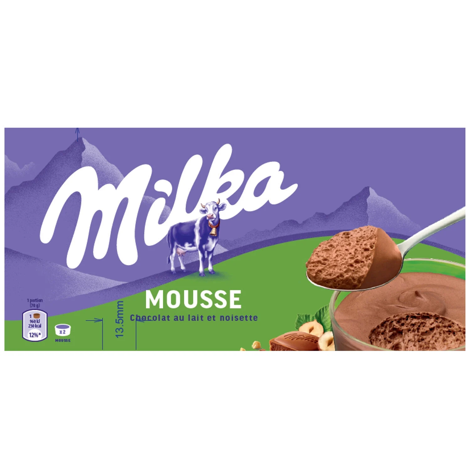 Mousse au Chocolat au Lait et Noisette 2x70g - MILKA
