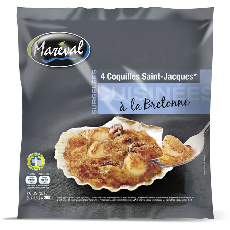 Coquilles cuisinées aux noix de Saint-Jacques x4 - MARÉVAL