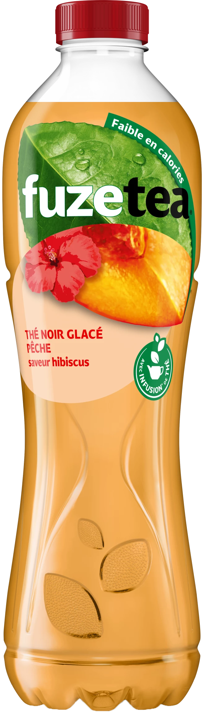 Peach iced tea drink with hibiscus flavor 1.25L - FUZE TEA