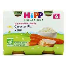 Plato baby zanahorias, arroz, ternera 2x190g a partir de 6 meses - HIPP