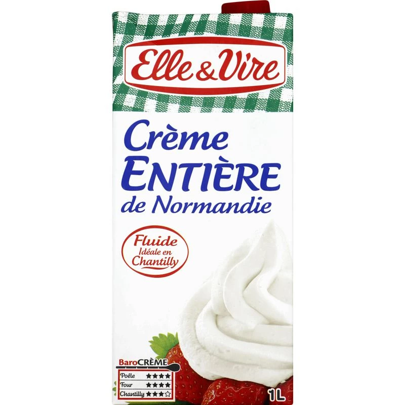 Crème entière de Normandie Fluide 30% 1l - ELLE & VIRE