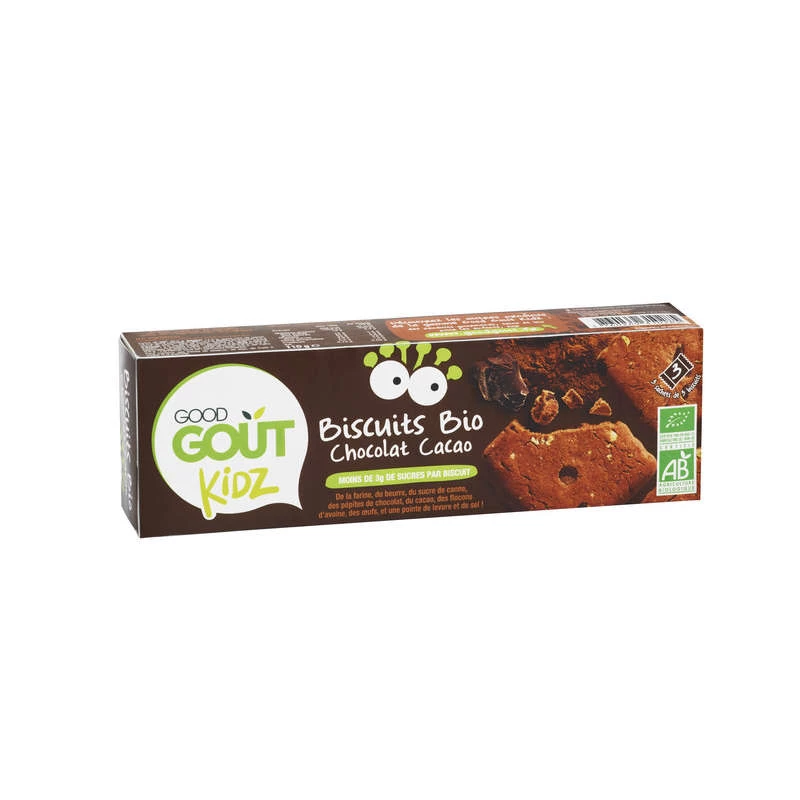 Kidz biscuits Bio chocolat cacao, sachets fraîcheur 3x3 biscuits 110g - GOOD GOUT