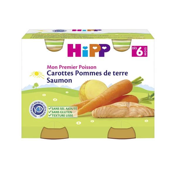 Pots bébé carottes/ pomme de terre/ saumon dès 6mois 2x190g - HIPP