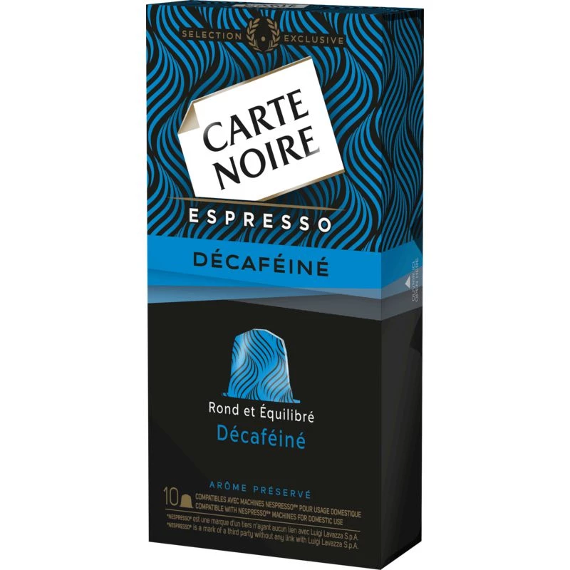 Café espresso décaféiné x10 capsules 53g - CARTE NOIRE