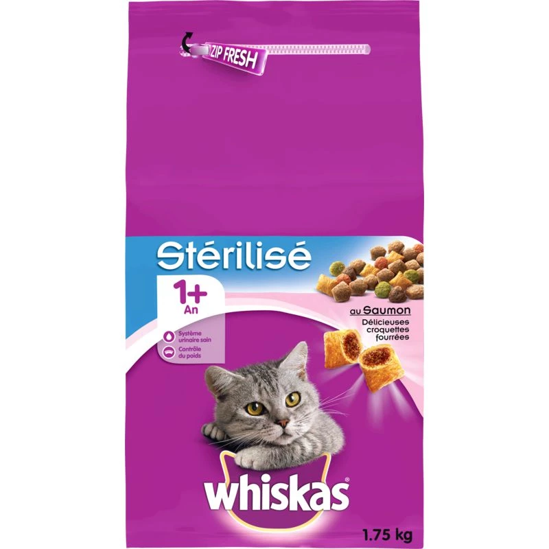 Croquettes Pour Chat Stérilisé Au Saumon 1,75g - Whiskas