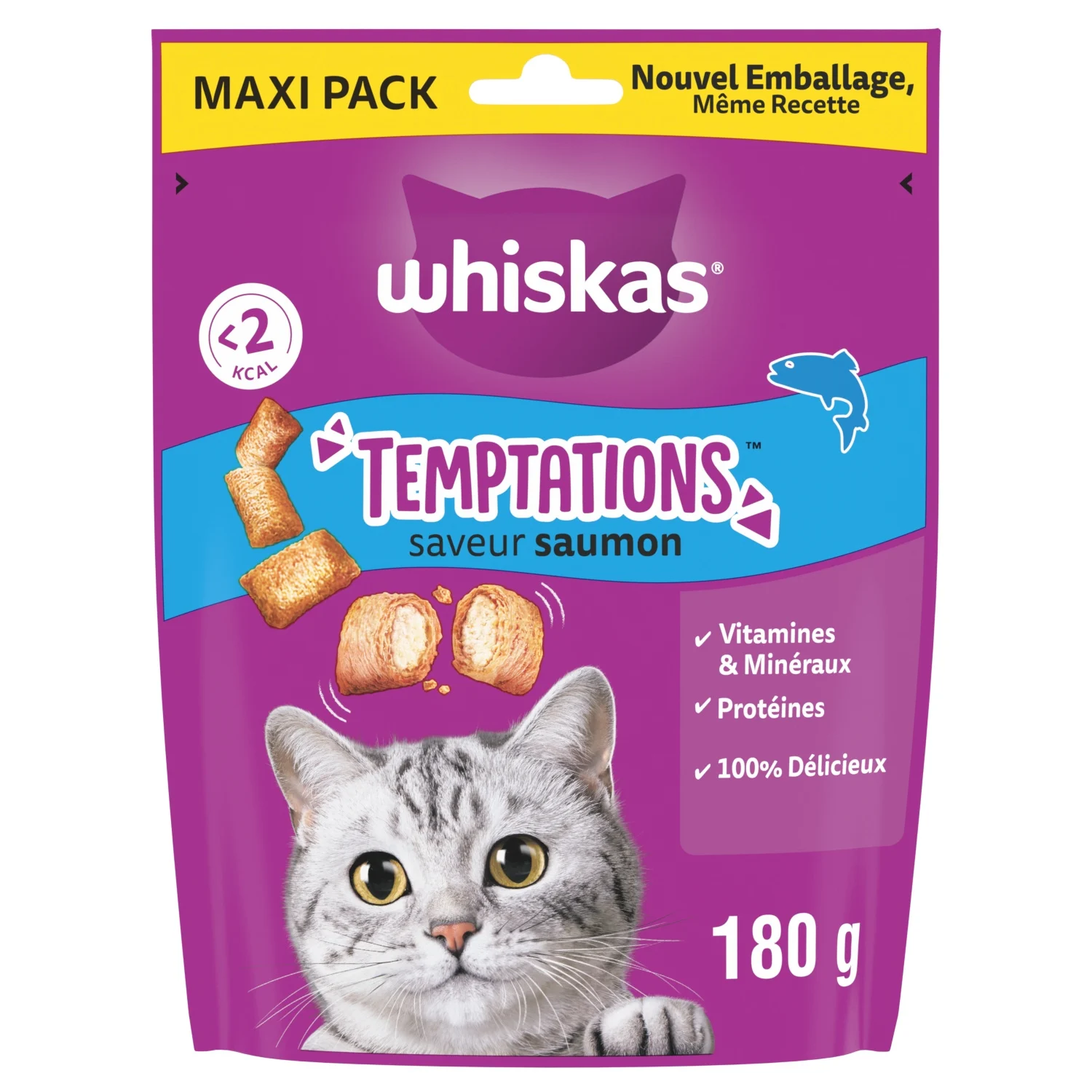 Salmon Flavor Cat Treats Maxi Pack 180g - WHISKAS