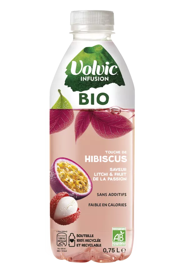 Органическая вода со вкусом гибискуса, личи и страсти, 75 мл - VOLVIC