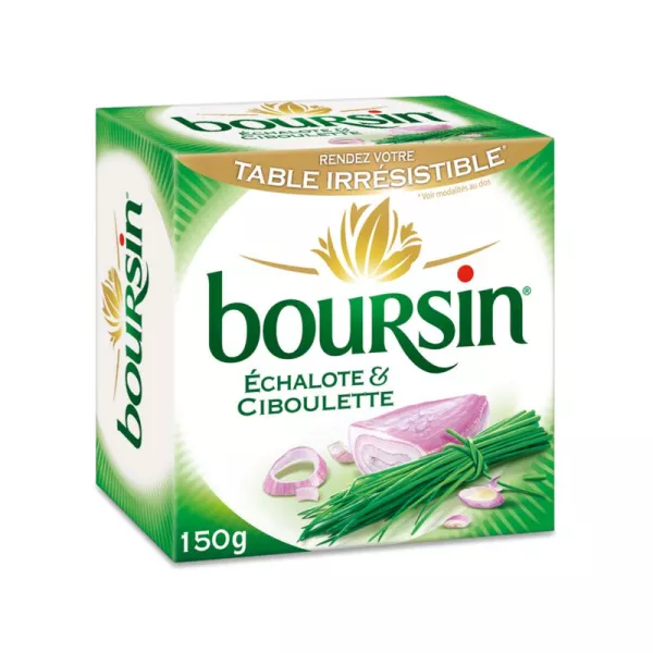 Fromage frais à tartiner Echalote et ciboulette 150G - BOURSIN