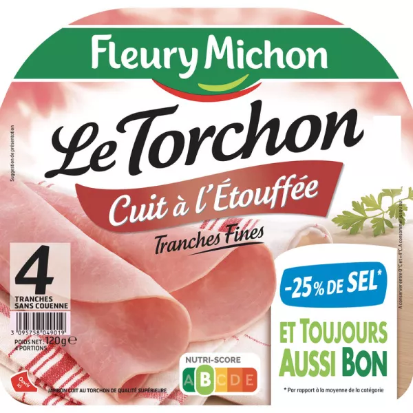 Prosciutto Stufato Le Torchon 25% Sale Ridotto, 120g - FLEURY MICHON