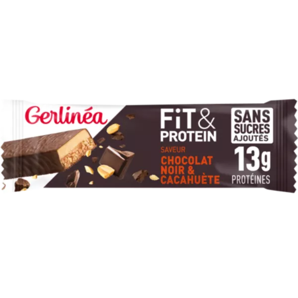 Barre Fit & Protein Saveur Chocolat Noir Et Cacahuète Sans Sucres Ajoutés 45g - Gerlinea
