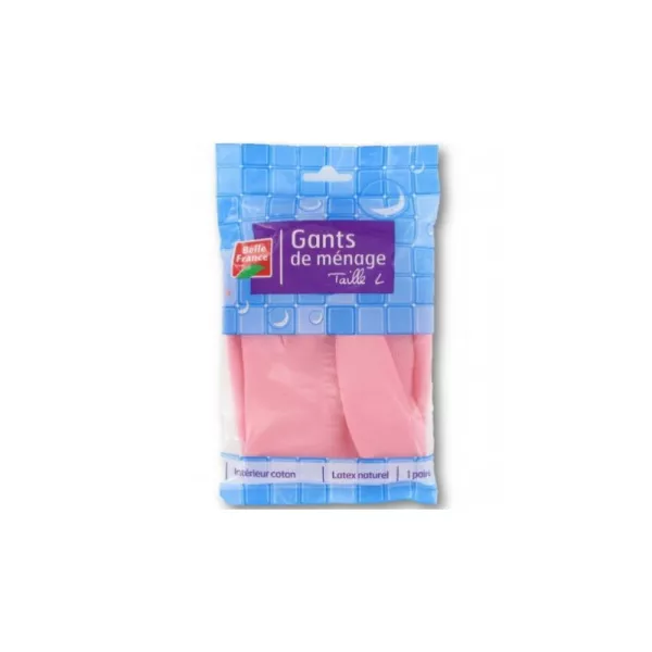 Luva Doméstica Rosa 1 Par Tamanho L - BELLE FRANCE