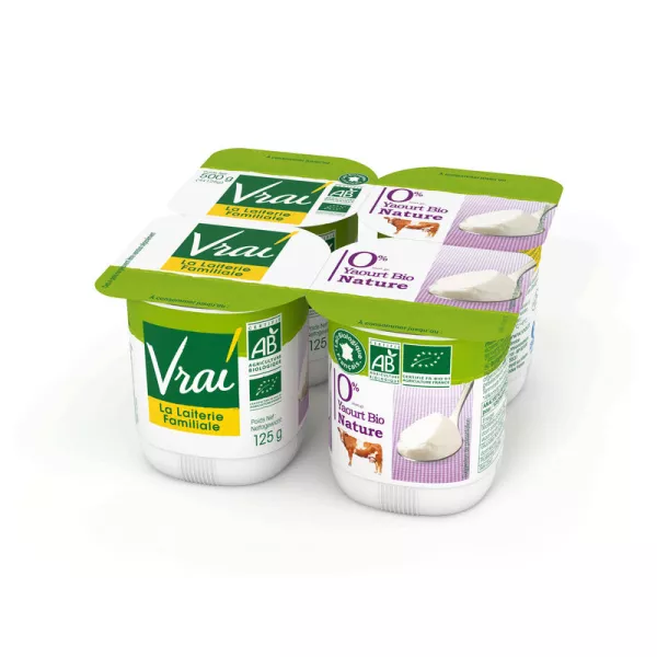 Yaourt Nature 0% Bio 4x125g - VRAI