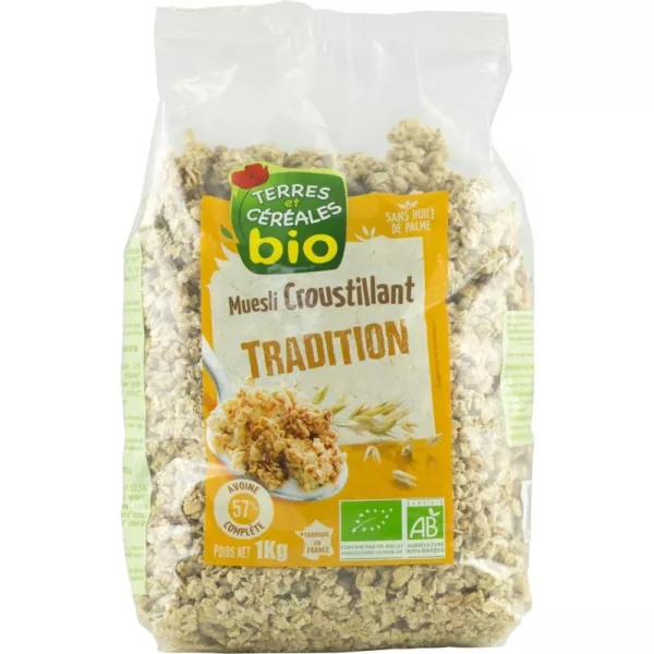 Muesli crujiente ecológico 1kg - TERRES ET CÉRÉALES