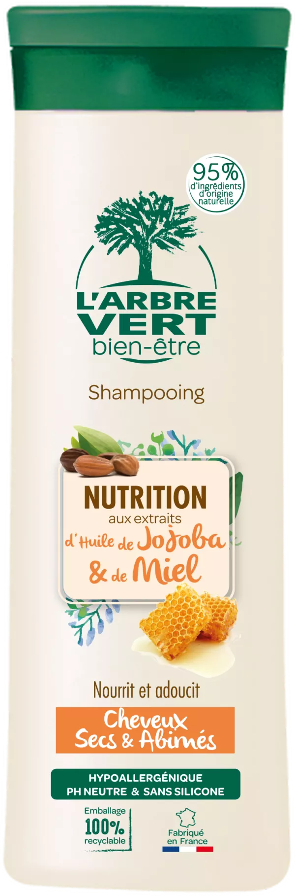Nutritional Care Shampoo With Jojoba Oil And Honey Extracts For Dry And Damaged Hair 250ml - L'arbre Vert Bien-etre
