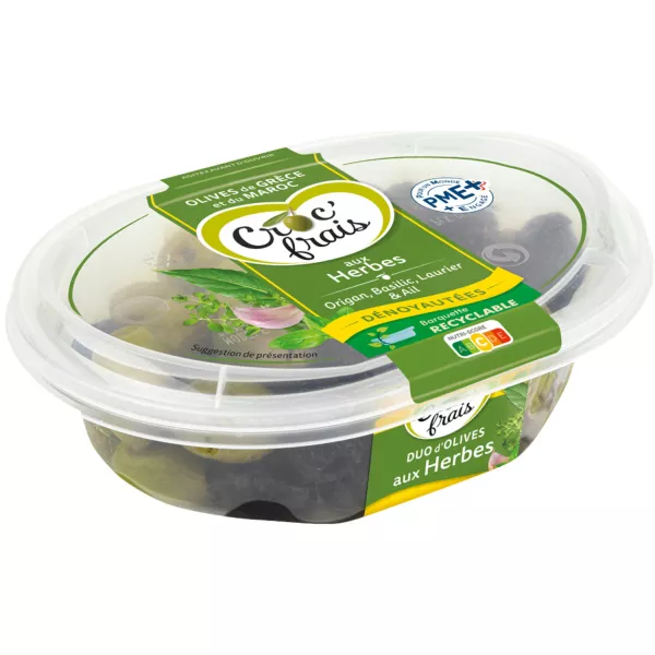 Groene en zwarte olijven genaamd Herbs, Sweet 200g - Croc'frais