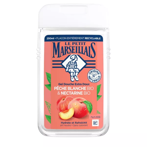 Gel Douche à la Pêche & Nectarine Hydrate et Rafraîchit Bio 250ml - LE PETIT MARSEILLAIS