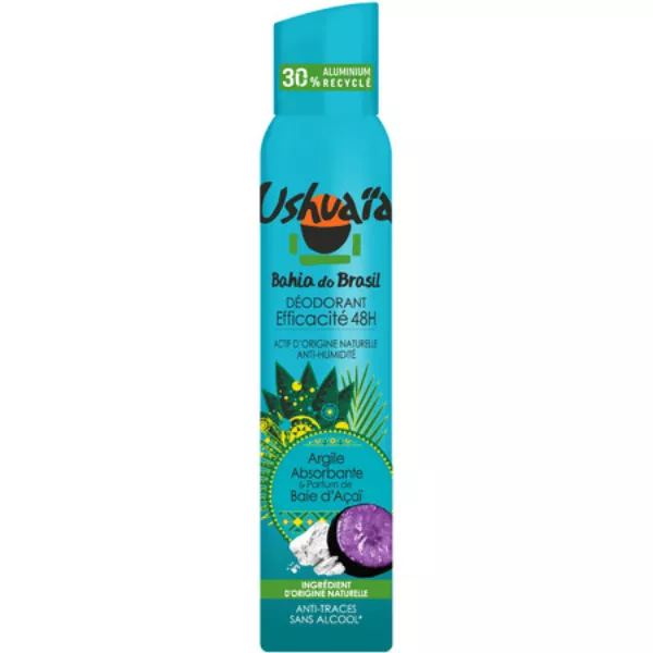 Déodorant 48H Argile Absorbante & Baies d'Açai 200ml - USHUAIA
