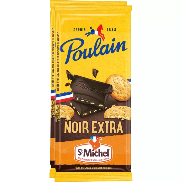 Tavoletta di Cioccolato Fondente con Gocce di Biscotto Saint Michel 2x95g - POULAIN