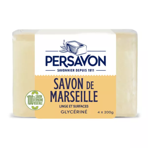 Savon Ménager au Savon de Marseille pour Linge et Surfaces Glycériné 2x250g - PERSAVON